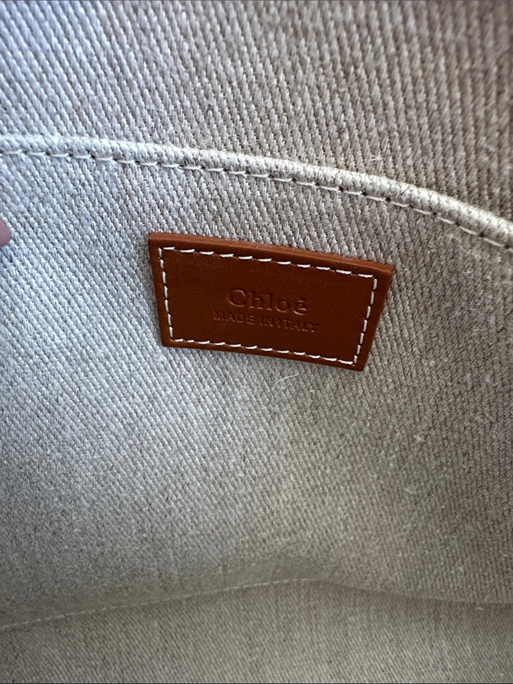Chloe Woody Medium - Canvas and Tan Leather Trim Tote Bag - Picture 2 of 5